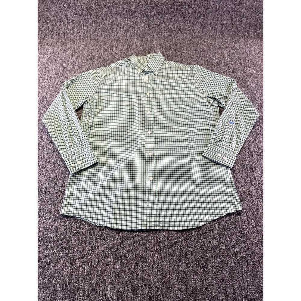Coast Pawleys Island Huntington Shirt Mens Large Green Plaid Cotton Button Down